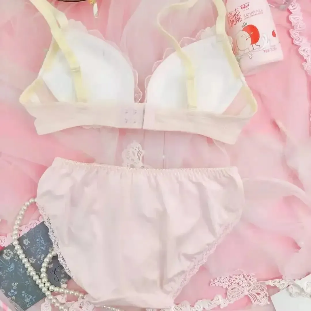 Sweet Lolita Lingerie Set: Floral Lace Applique Push Up Bra & Panty Set Cute Sexy Underwear — image 3