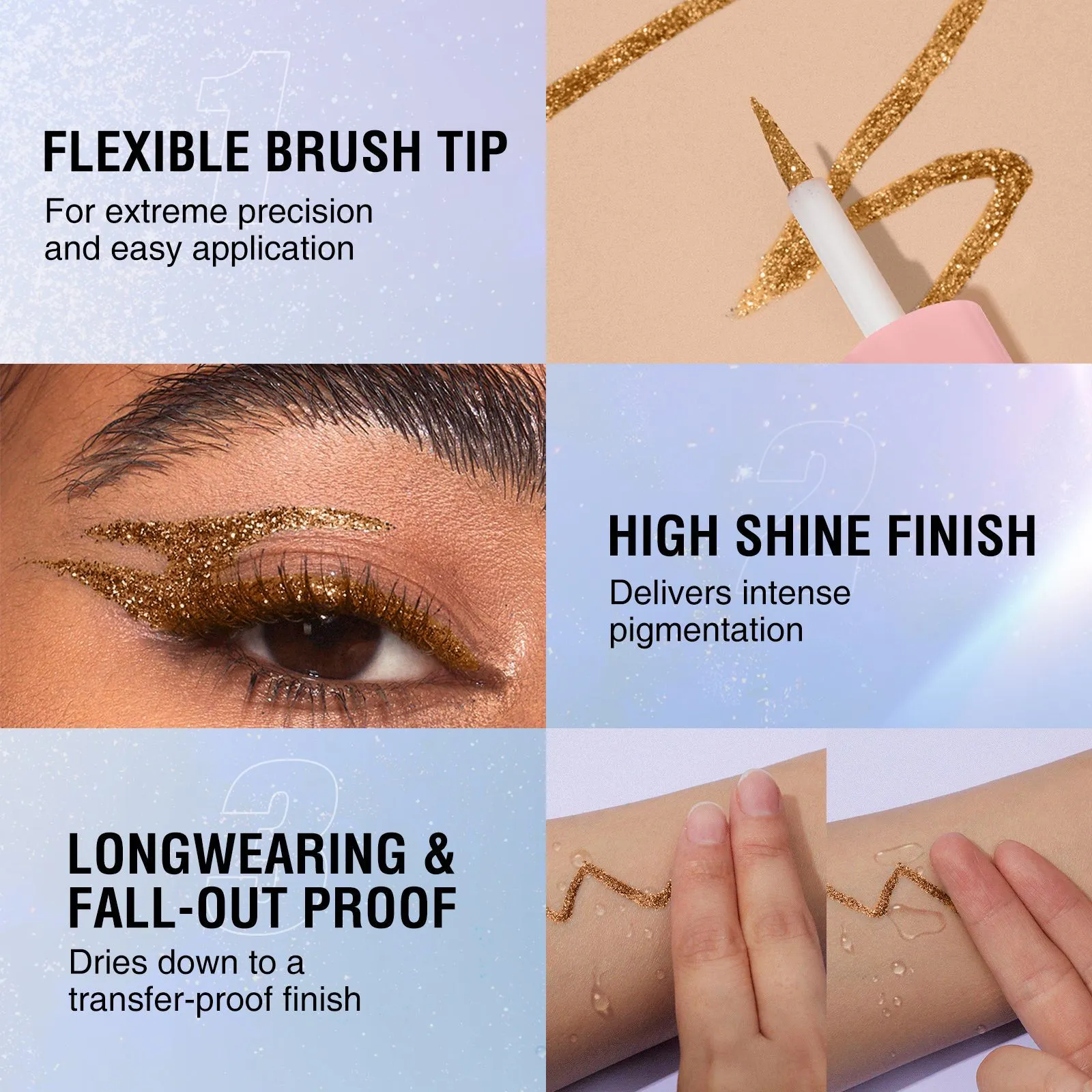 Waterproof Glitter Eyeliner Pen Eye Shadow Stick Long-Lasting Quickly Dry Diamond Shiny 10 Colors Liquid Eyeliner Big Eye Makeup