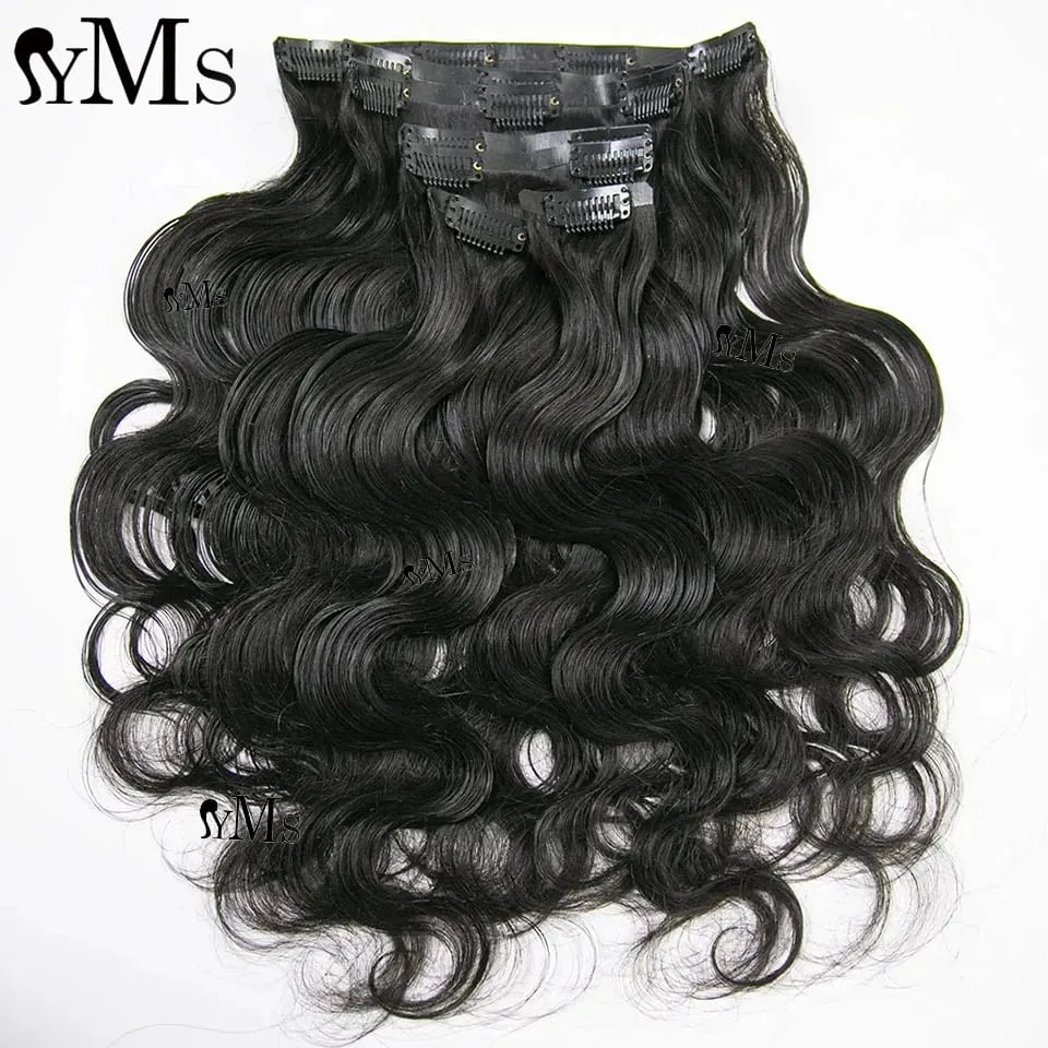 Invisible Edge Clip In Hair Extensions Body Wave YMS HAIR Body Wave Seamless PU Weft Thin Skin Clip In For Women Wholesale — image 2