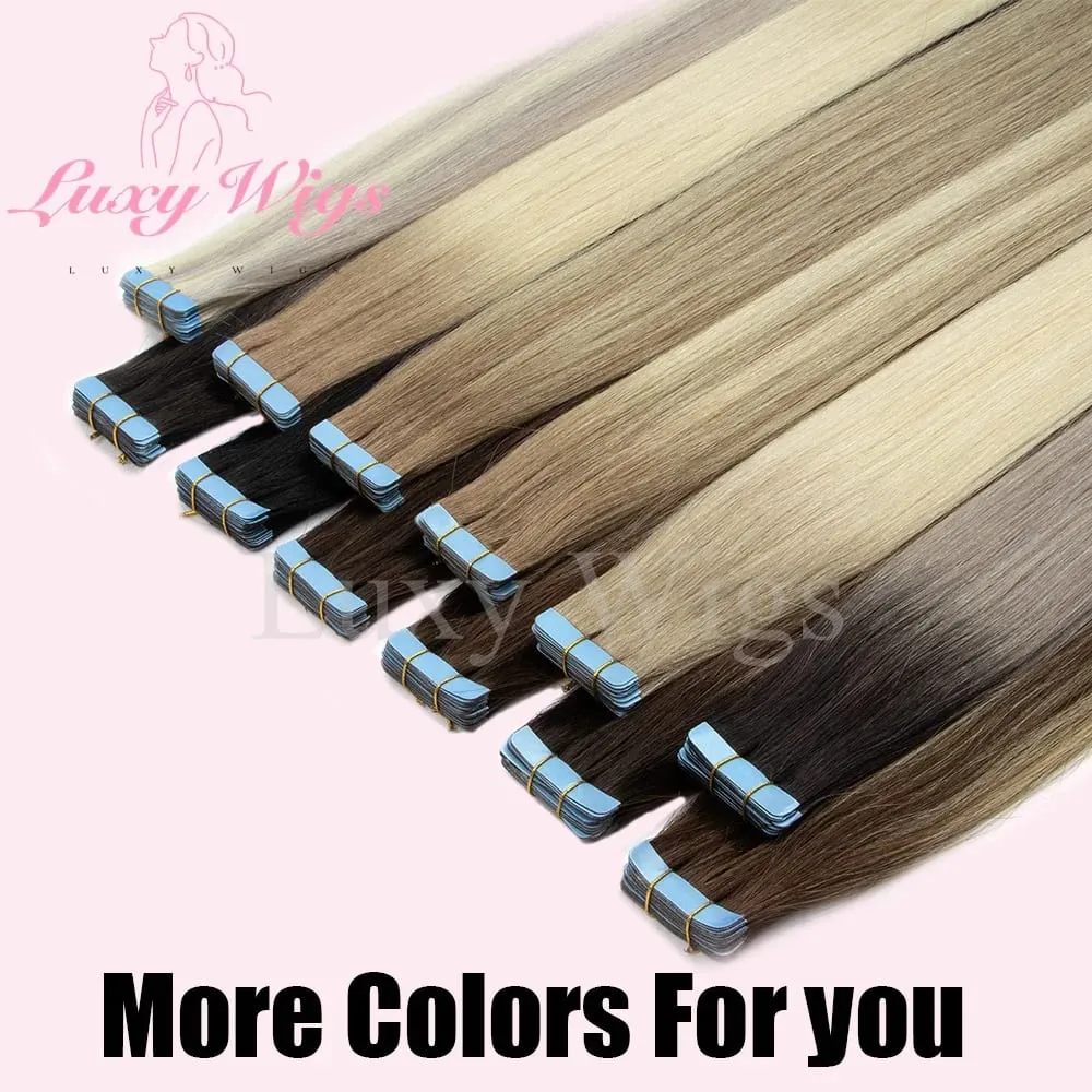 Highlights Gray Tape in Hair Extensions Human Hair Straight Black Blonde Seamless PU Skin Weft Tape In Hair Extensions 20PCS — image 5