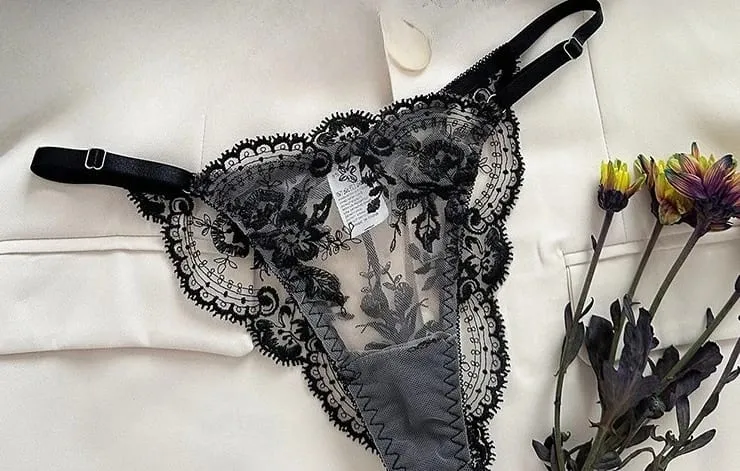 Conjunto Lencería Bordado Floral Transparente Aro Rejilla Copa Fina Sujetador Push Up Estilo Puro Deseo Ropa Interior Mujer S-XL — image 20