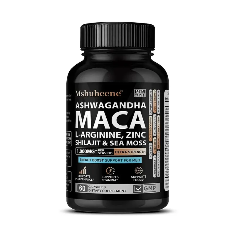 Enhancing Supplement Blend - L-Arginine + Maca + Ashwagandha Stamina Muscle Growth Vascular Function Blood Circulation