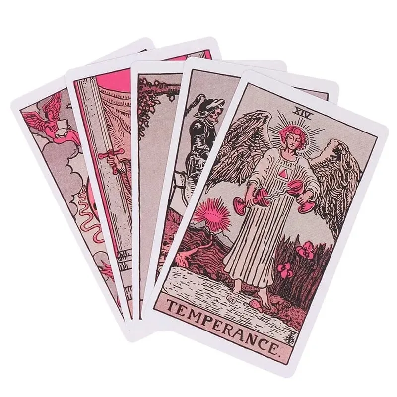 Pink Rider Waite Tarotkortsæt til begyndere Prophecy Divination Deck Family Party Board Skæbnekort Fortune Taling Game — image 5