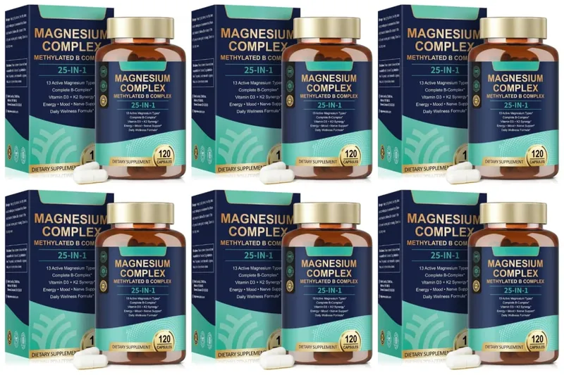 25-in-1 Magnesium Complex with Glycinate Citrate Malate Vitamin D3 K2 B12 Methylfolate for Relaxation Energy Nerve 120 Capsules — image 12