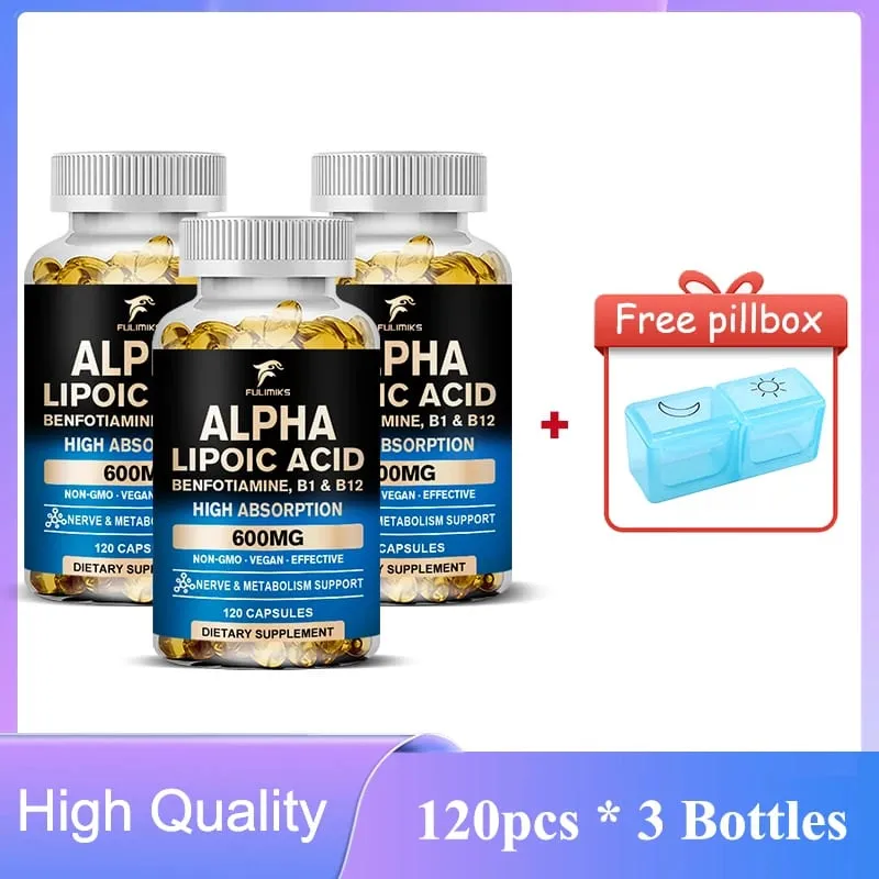 Alpha Lipoic Acid Capsules with Vitamin B12 for Energy Support Heart Health Neuropathy Relief Dietary Supplemen Non-GMO — image 8