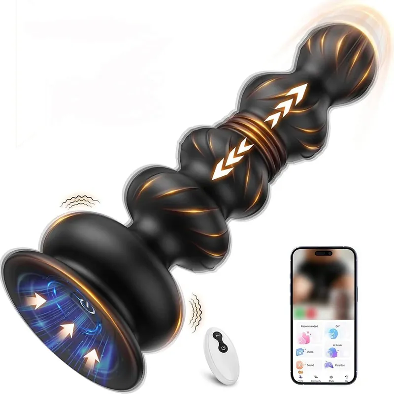 Perline anali vibranti spinte con telecomando APP per massaggiatore prostatico gay Butt plug vibratore anale con ventosa giocattolo del sesso per uomo