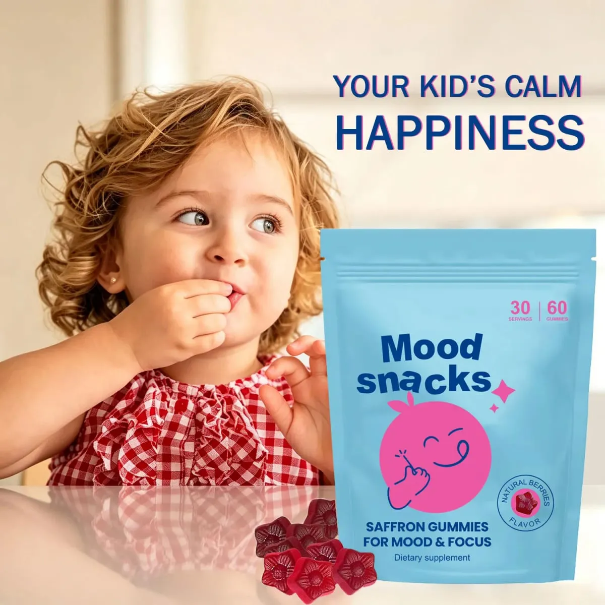 Mood Snacks - Kids Saffron Gummies Natural Berries Supplements Offer Mood Support and Calms Temper Tantrums Sugar Free Gummies — image 2