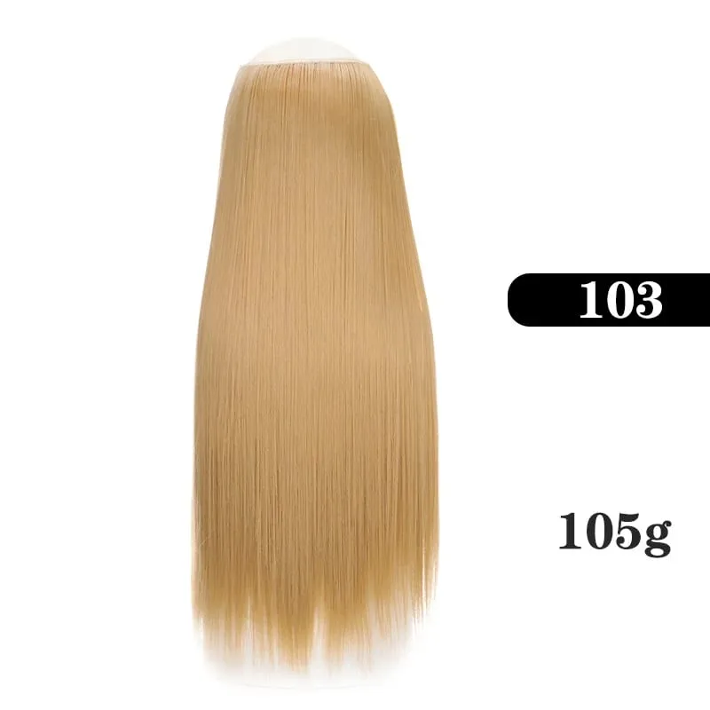Extensões de cabelo sintético sem clipes falso ombre loira marrom preto natural cabelo reto falso peruca para mulher