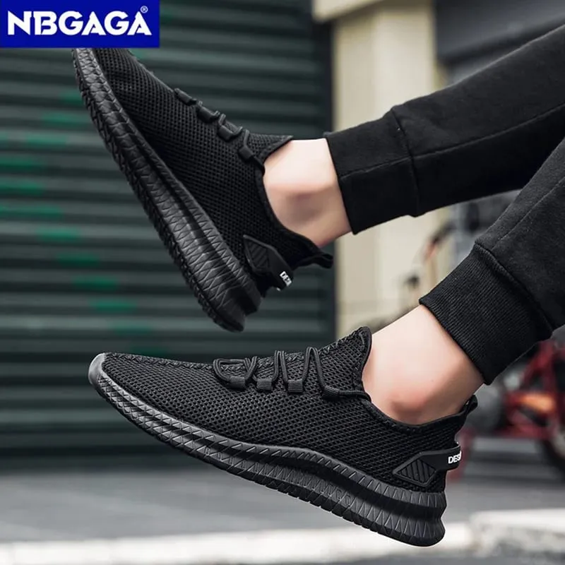 Lightweight Men's Black Sneaker Casual Sport Running Lace-up Outdoor Man Breathable Mesh Walking Shoes — image 1