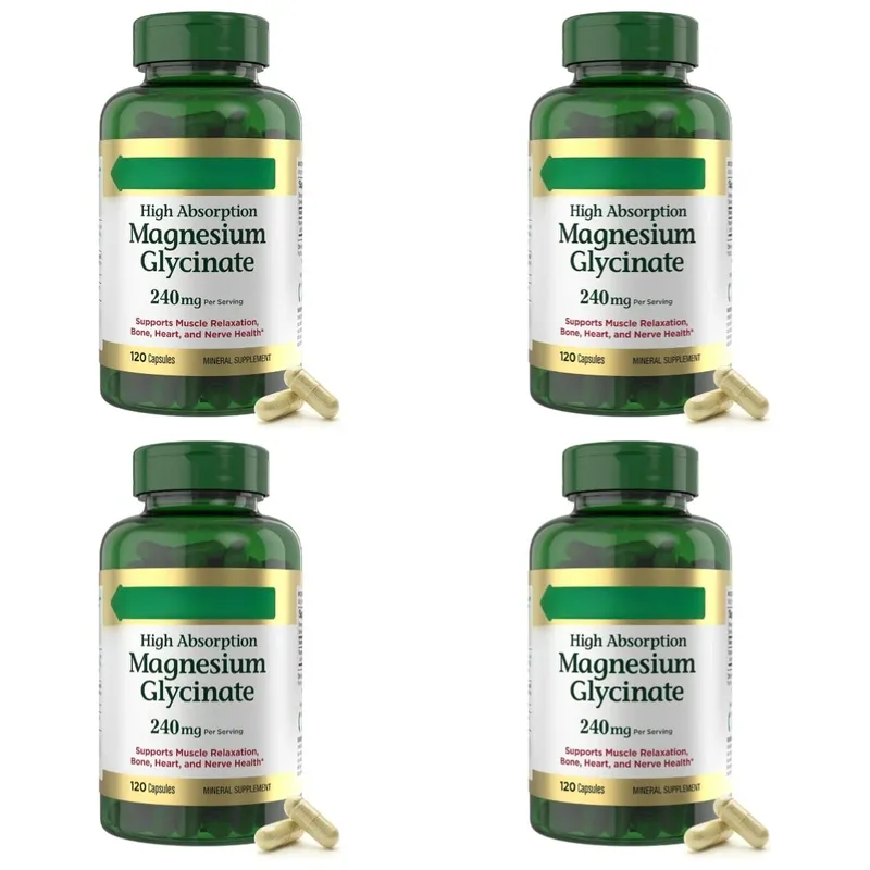 Magnesium Glycinate Capsules High Absorption Supports Muscle Relaxation Supports Bone Health 120 Capsules for Adults