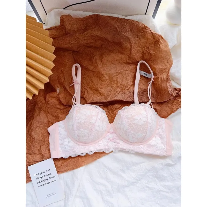 Sweet French Lace Women Bra Set Wire Free Push Up Lingerie Top Side Support Anti Sag Brassiere Panty Suit For Small Bust 32‑38 — image 6