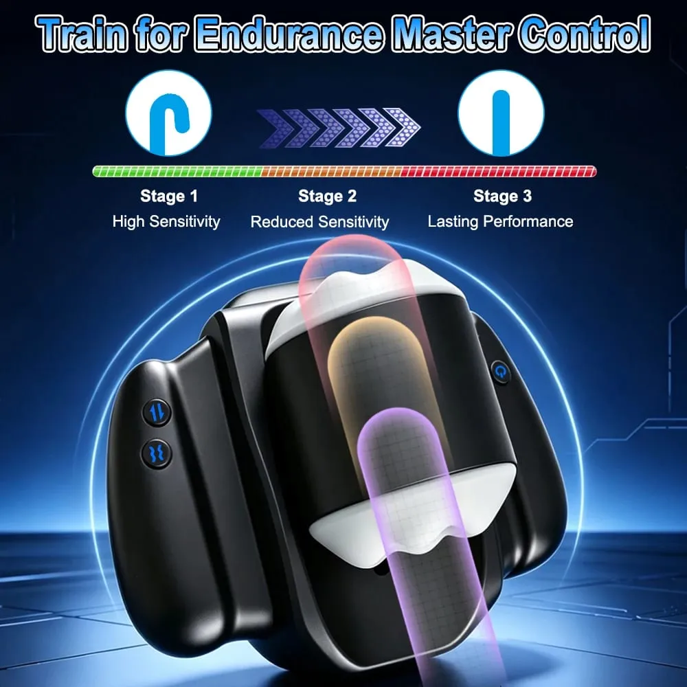 Automatic Telescopic Vibrating Male Masturbator Cup Pocket Pussy with Holder Penis Trainer Vaginal Adult Sex Machine for Men