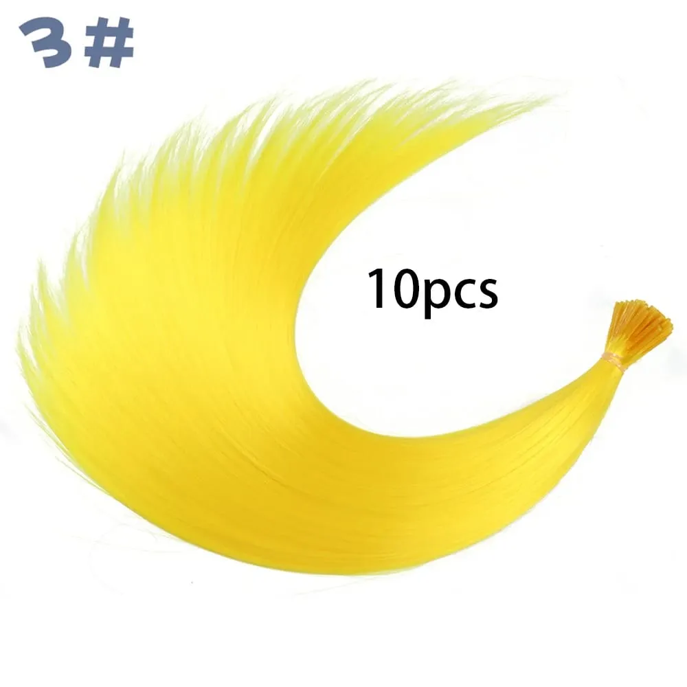 Estensioni per capelli sintetici colorati con punta I, capelli lisci, 16 pollici, per donne, ad alta temperatura, 10 fili/confezione di colori — image 11