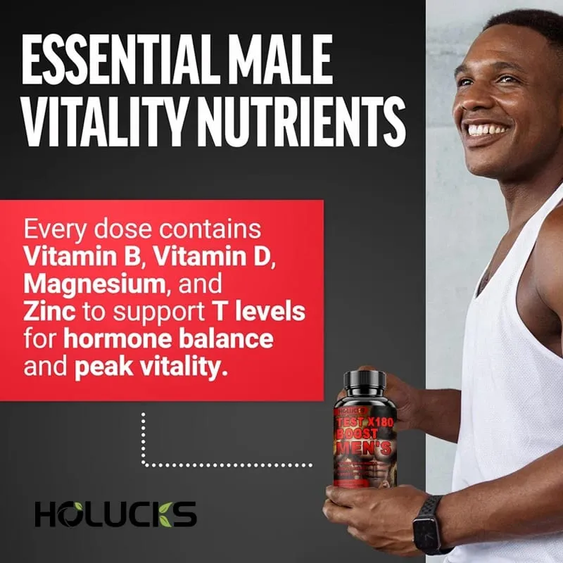 Natural Male Test Booster Supplement with Boron & Vitamin Blend Support Vitality Stamina Endurance & Physical Vigor