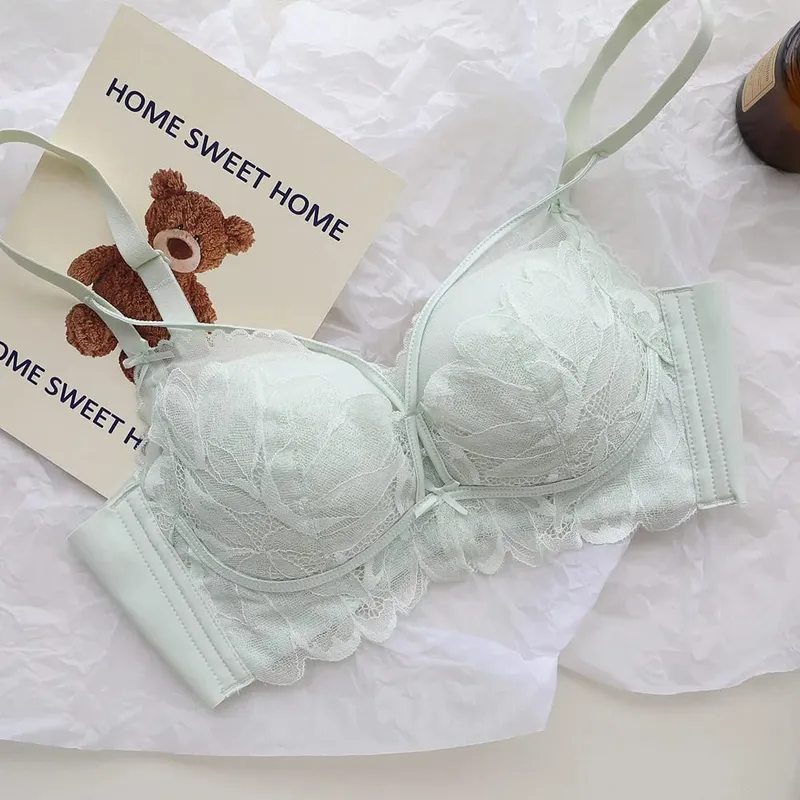 French Garden MOYISU Lace Bra Set 32-38 AB Wireless Thin Cup Push Up Anti Sag セクシー Support Lingerie Suitable Small Bust