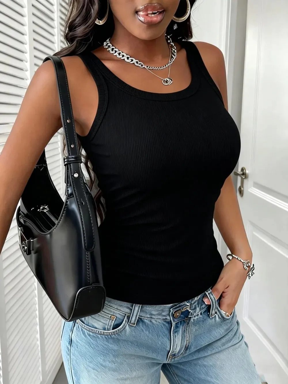 Y2K Ribbed Cotton Tank Tops Womens Summer Basic Slim O-Neck Sleeveless Casual Soft Breathable Vest Sporty Wear Daily Undershirt — image 12