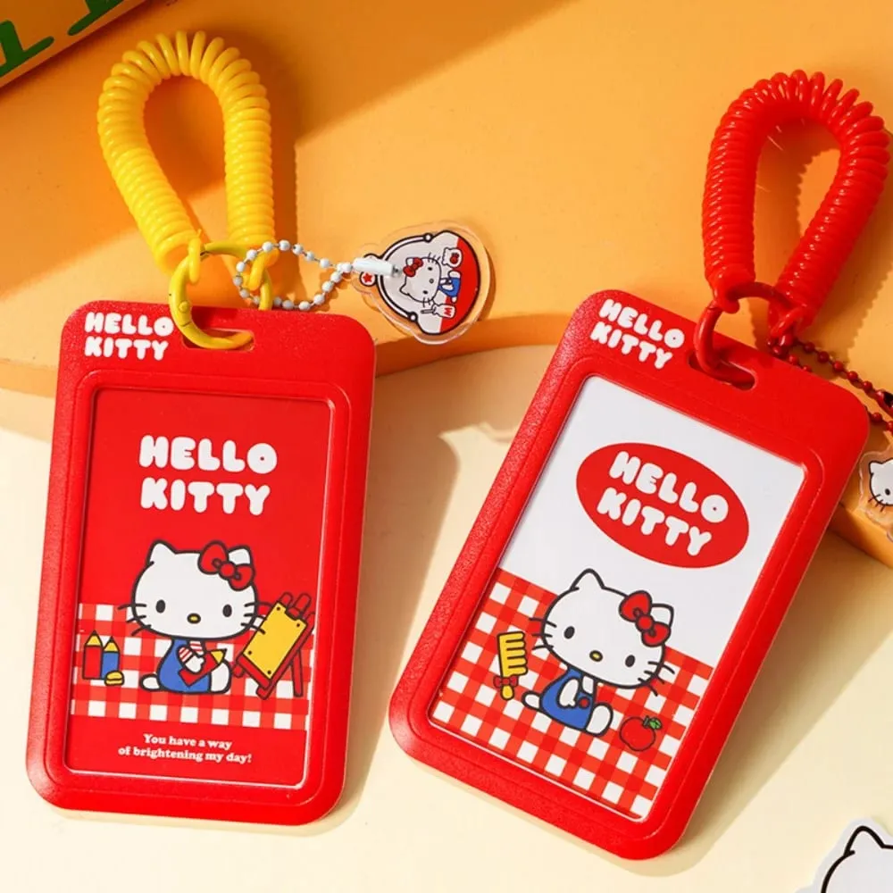 Genuine Sanrio Hello Kitty ID Card Holder Neck Strap Door Badge Holder Lanyards Keychain Work Credential Case Girls Gifts