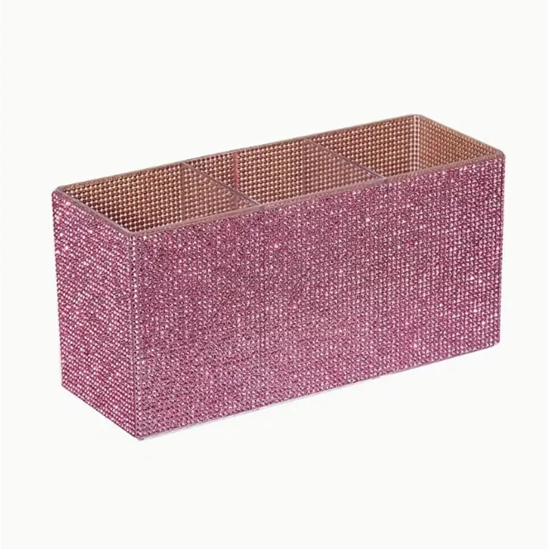 Sparkling Rhinestone Makeup Brush Organizer with 3 Compartment Large Capacity Makeup Brushes Lipstick Comestic Tools Storage Box — image 8