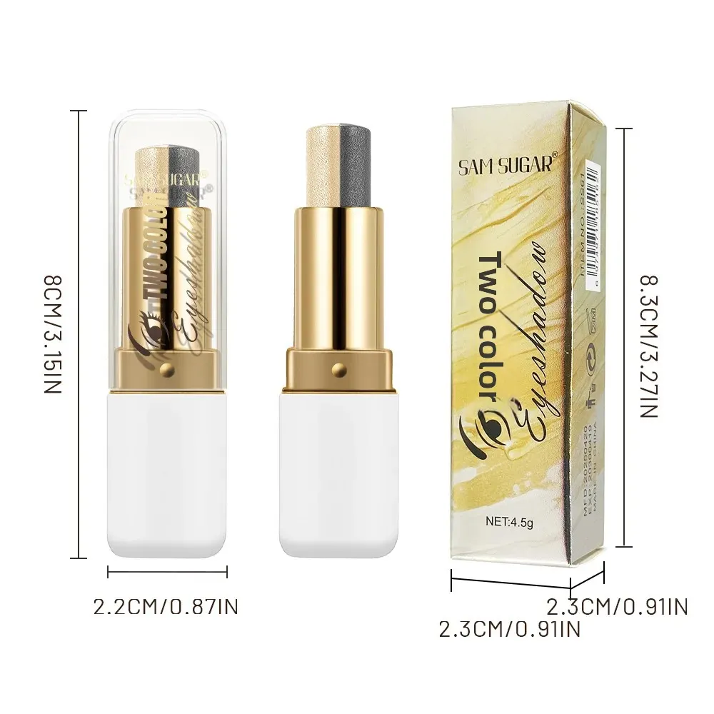 Long Lasting Two Tone Eyeshadow Stick Waterproof Smudgeproof Shimmer Highlighter Blendable Eye Contour Makeup Cosmetic — image 6