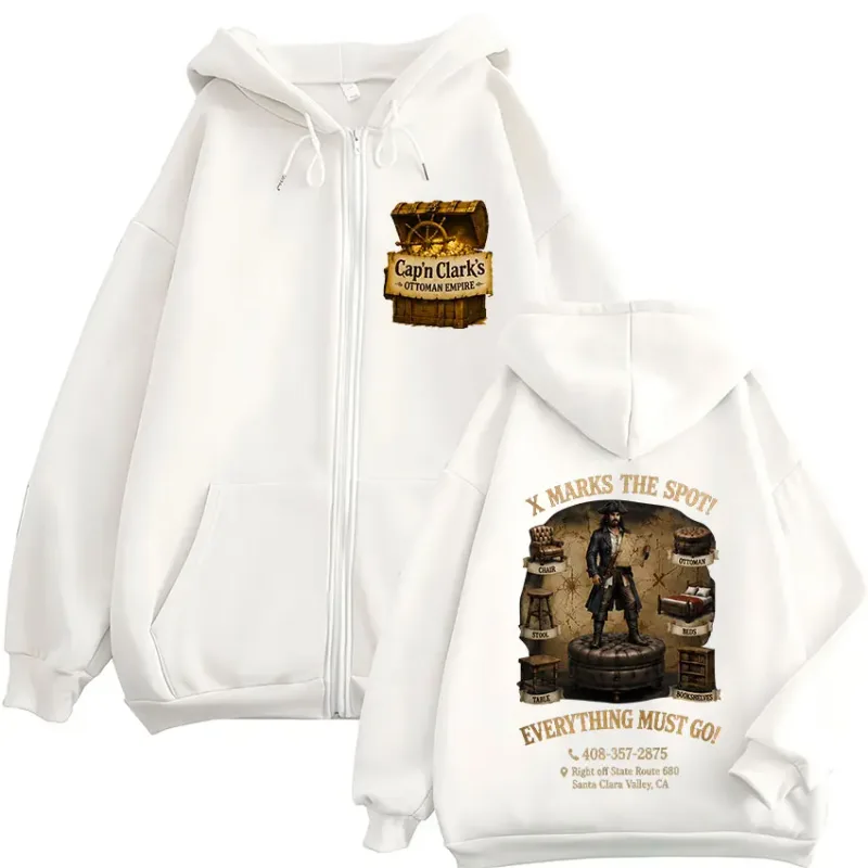 Movie Backrooms Cap'n Clark's Ottoman Empire Pirate Zipper Hoodies Men's Clothing Casual Long Sleeves Zip Up Sweatshirts Jackets