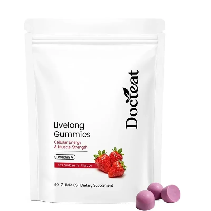 Docteat Urolithin A Gummies 500mg por porção Sabor morango Suporte diário para bem-estar celular 60 gomas para homens e mulheres