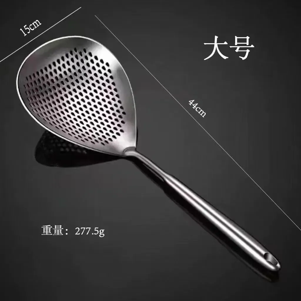 1pc Large Durable Stainless Steel Colander Skimmer Spoon Heavy Duty Food Strainer Spoon for Frying & Cooking Kitchen Utensils — image 9