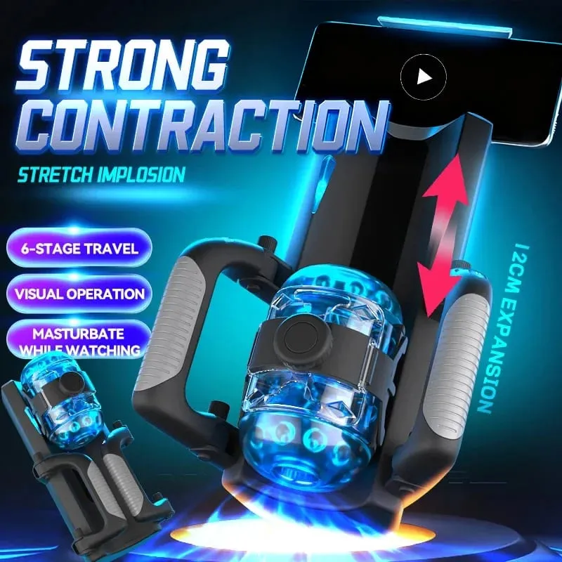 Automatic Handle Masturbator 6-Segment Fixed-point Telescopic Male One-Key Burst Masturbation Cup Trainer Sex Toy for Men