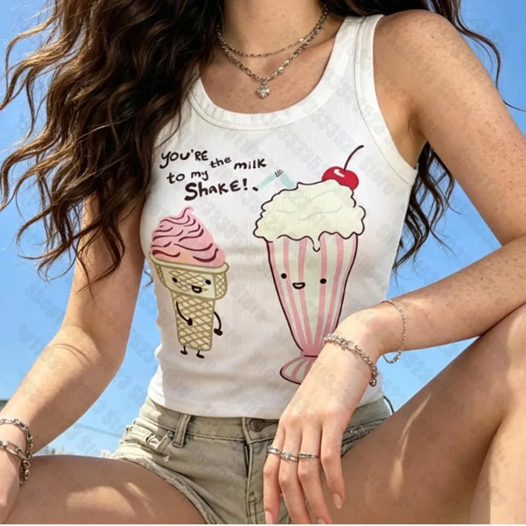 Women Clothing Streetwear Retro Sweet Printing Women Tank Tops Gothic Punk Y2k Girls Vintage Graphic Sexy Baby Tank Tank Tops — image 2