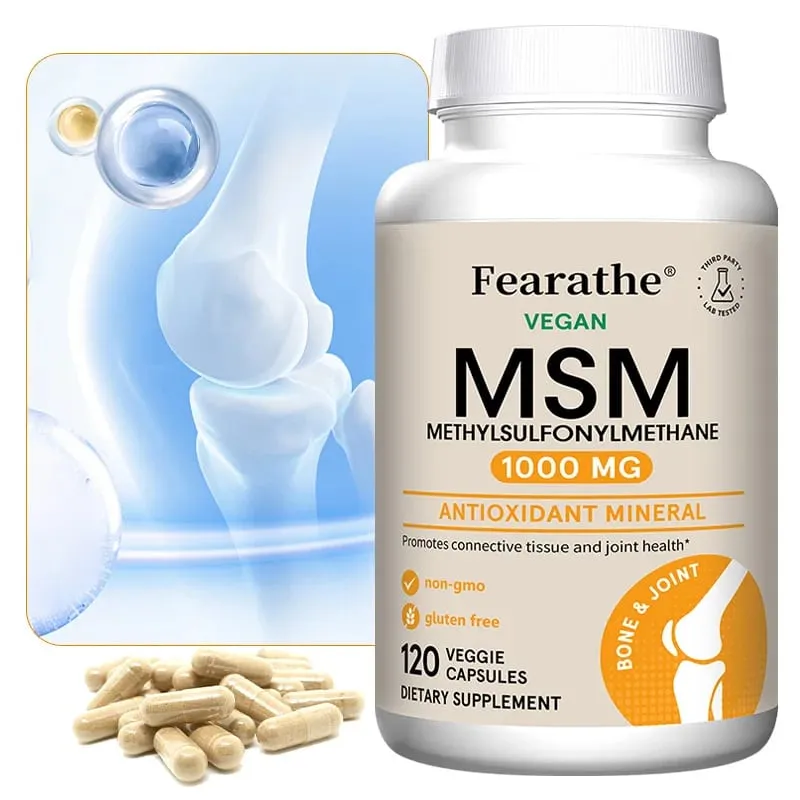 MSM 1000 Mg - 120 Veggie Capsules - Methylsulfonylmethane - Dietary Supplement Antioxidant Supports & Strengthens Joints — image 1