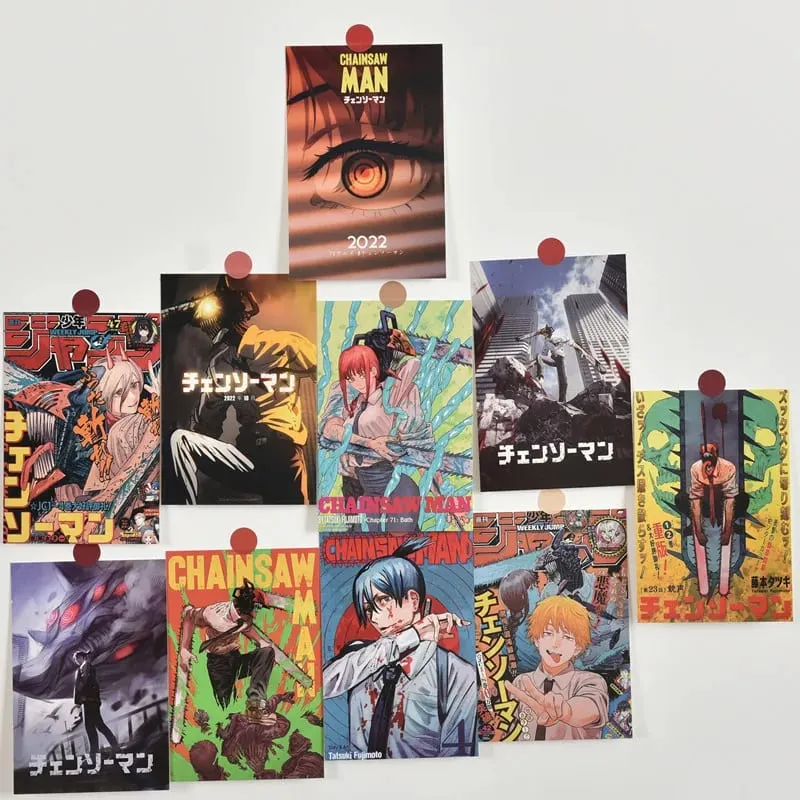 10Pcs Japenese Anime Chainsaw Men Character Poster Sticker Postcard Gift Home Study Room Wall Background Decor Pictures Painting — image 1