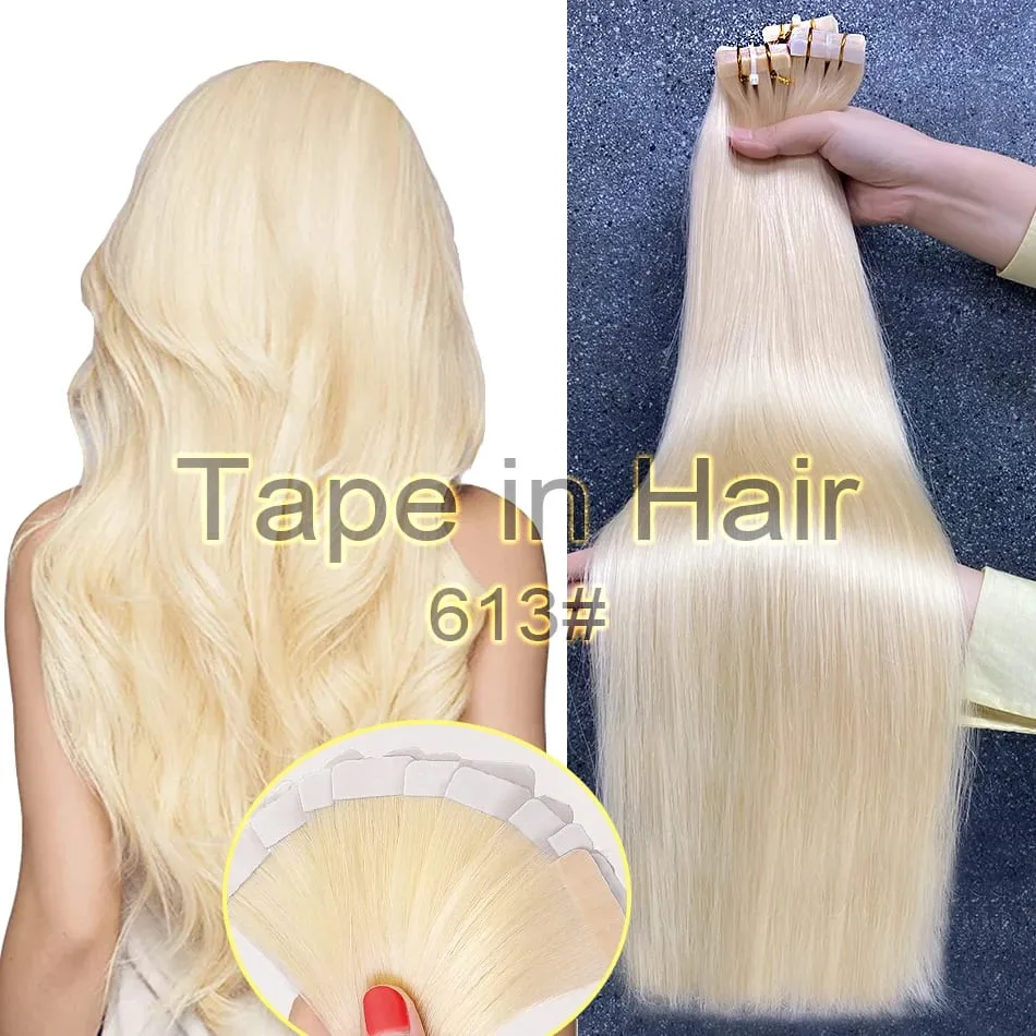 Double Drawn European Wholesale Tape in Extensions Invisible Cuticle Aligned Remy Tape in Hair Extensions 100% Human Hair
