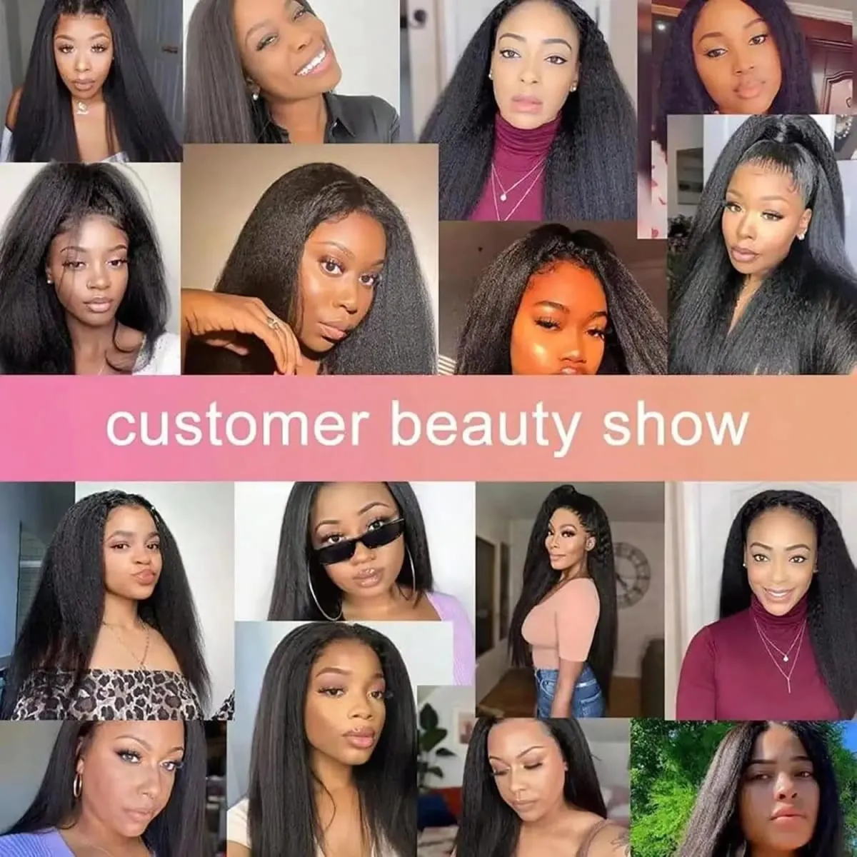Synthetic Kinky Straight Clip-In Hair Extensions for Women Full Head Yaki Hair Extensions 16 Clips 7 Pcs — image 6