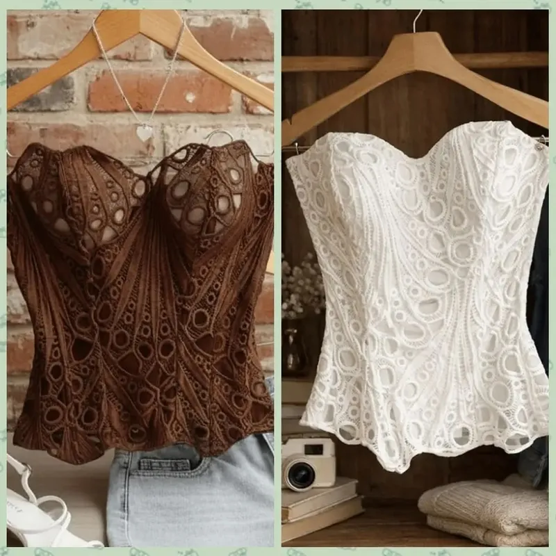 Bustier Back Tie Hollow Out Corset Top Irregular Hem Fishbone Lace Corset Mesh Splicing Women Underwear Clubwear — image 3