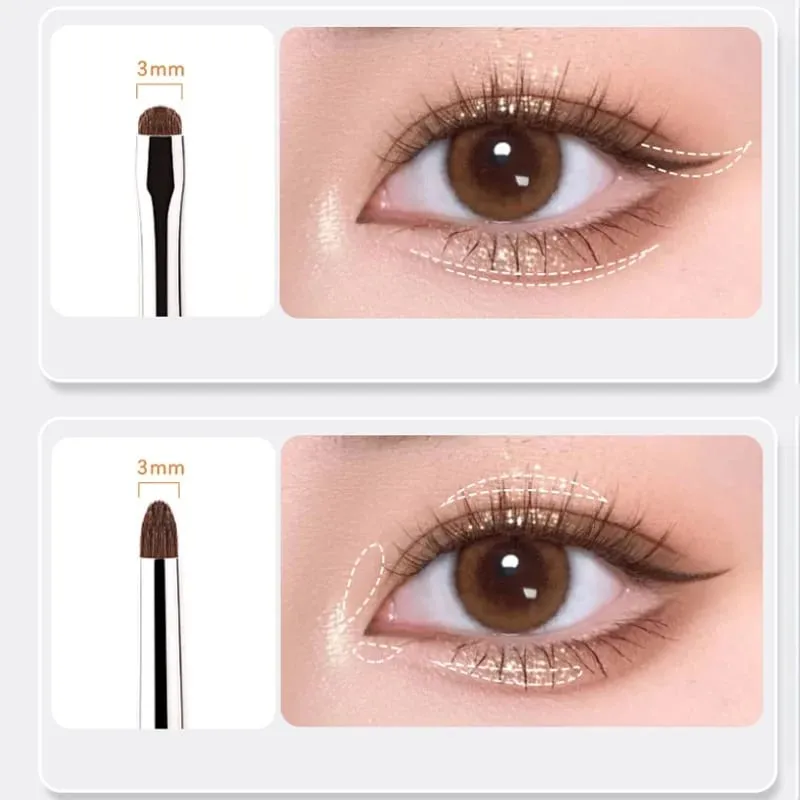 4/8/12pcs Precise Detail Eyeshadow Brush Soft Horse Hair Eyeline Silkworm Makeup Brush Highlighter Brushes Eyes Makeup Tools — image 3