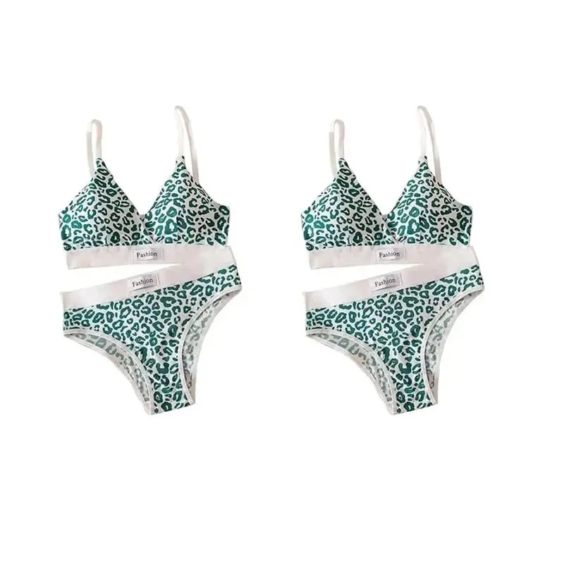 1/2/3set Women V-Neck Bra And Panties Set Low Waist Panties Female Sexy Lingerie Set Leopard Print Cotton Bra Sport Underwear — image 16