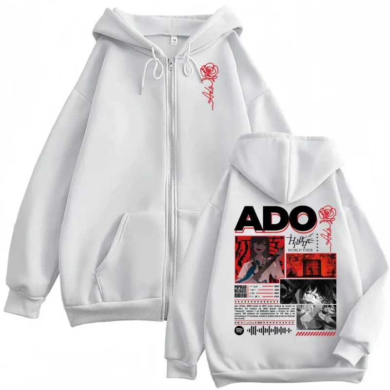 Singer Ado Hibana World Tour 2025 Zipper Hoodie Harajuku Japanese Style Zip Up Sweatshirts Men Women Casual Oversized Pullovers — image 6