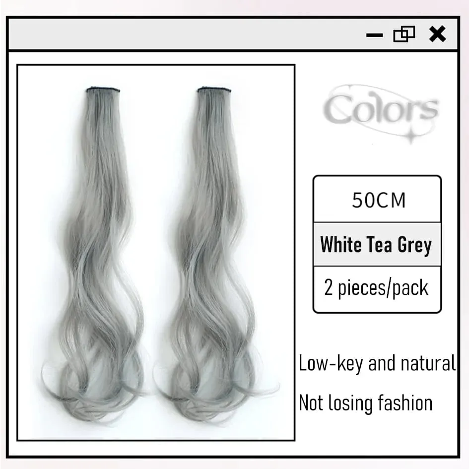 Synthetic 2 Pieces/Set 50cm Colored Curly Hair Extensions Water Wave Pink/Blue/Purple Halloween/Christmas Wig — image 11