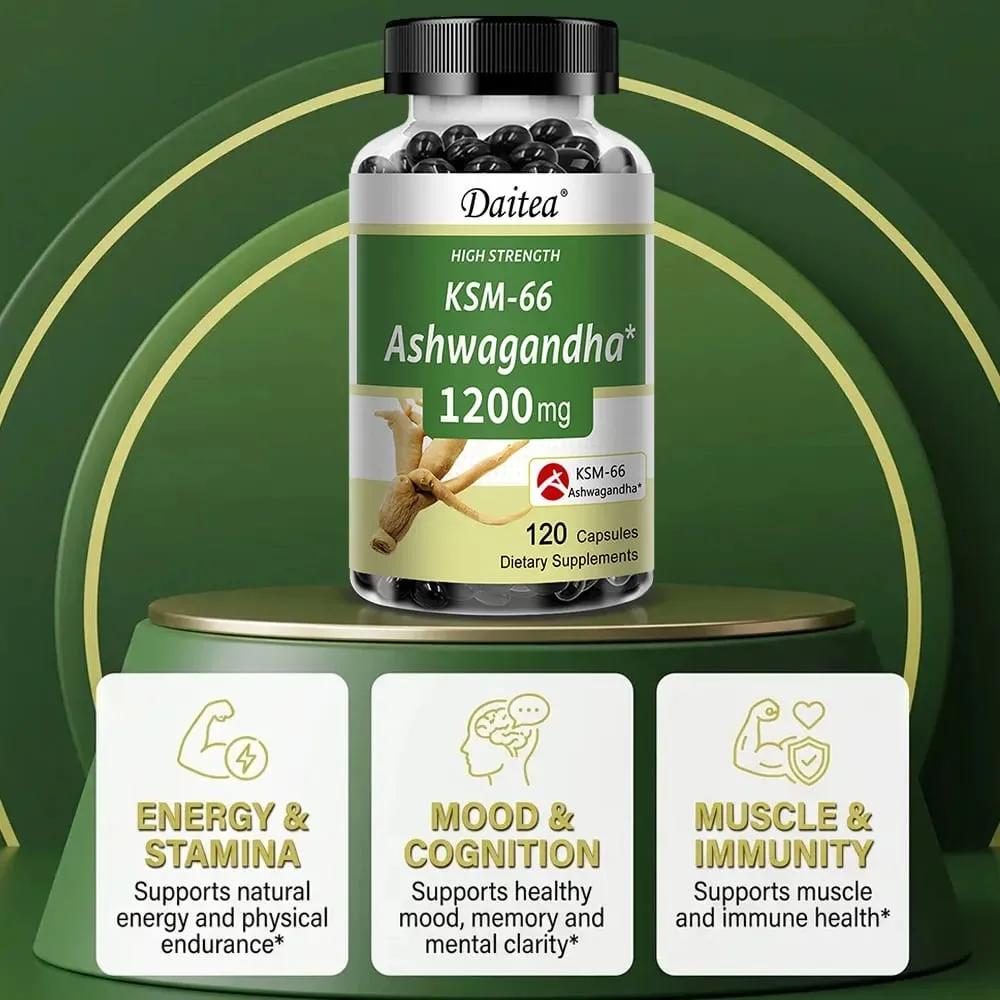 KSM-66 Ashwagandha 1200mg Capsules Stress Relief Energy Focus Muscle Recovery & Mood Support Improves Athletic Performance — image 6