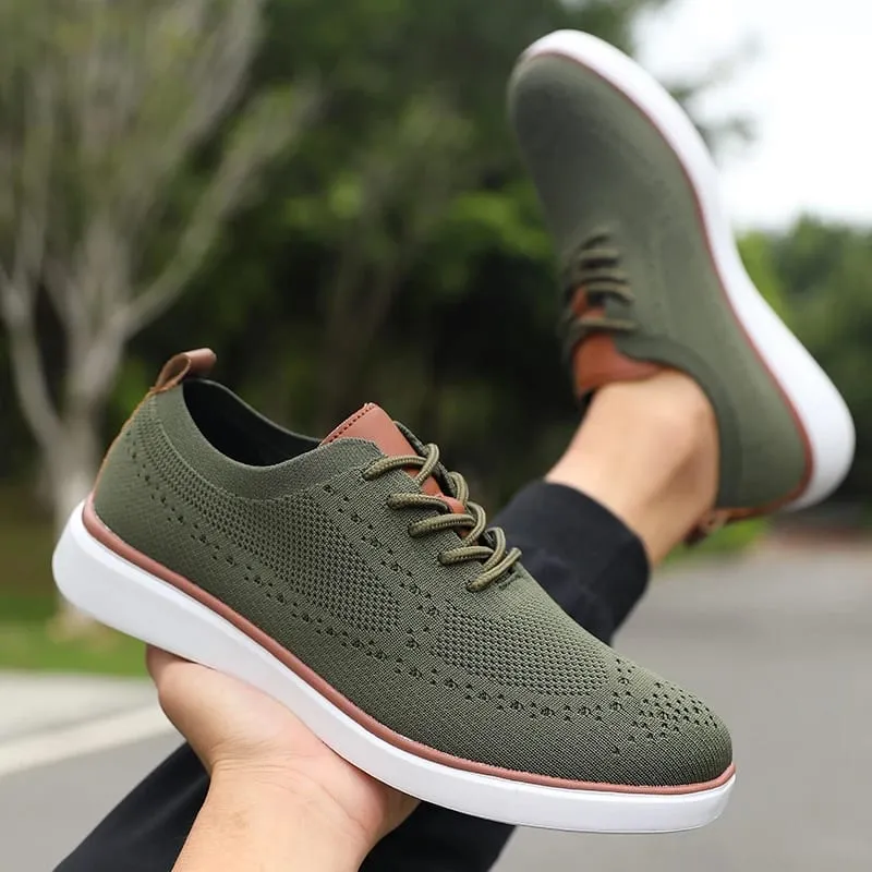 Sleek Men's Casual Shoes Breathable Mesh Upper Comfortable Insole Non-Slip Sole Casual Walking Shoes Knit Design Flexible Sole — image 1