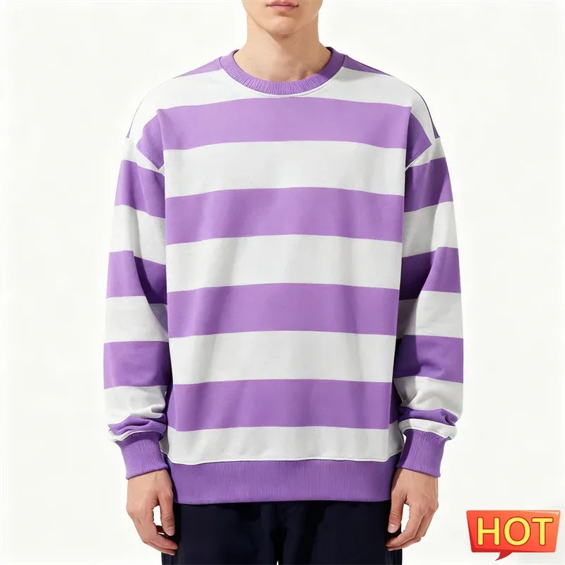 Simple Striped Graphic Sweatshirts For Men Fashion Trendy Long Sleeve 3D Printed Ugly Sweatshirt Casual Oversized Pullovers Tops