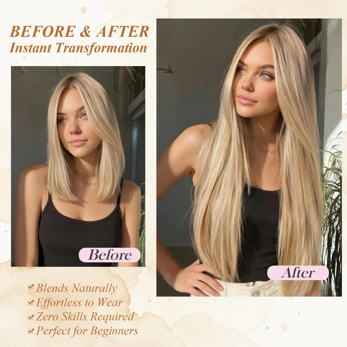 24 Inch Clip-in Hair Extensions 7 Pcs Long Straight Synthetic Hair Extensions Invisible Clip-ins Hairpieces for Women Daily — image 6