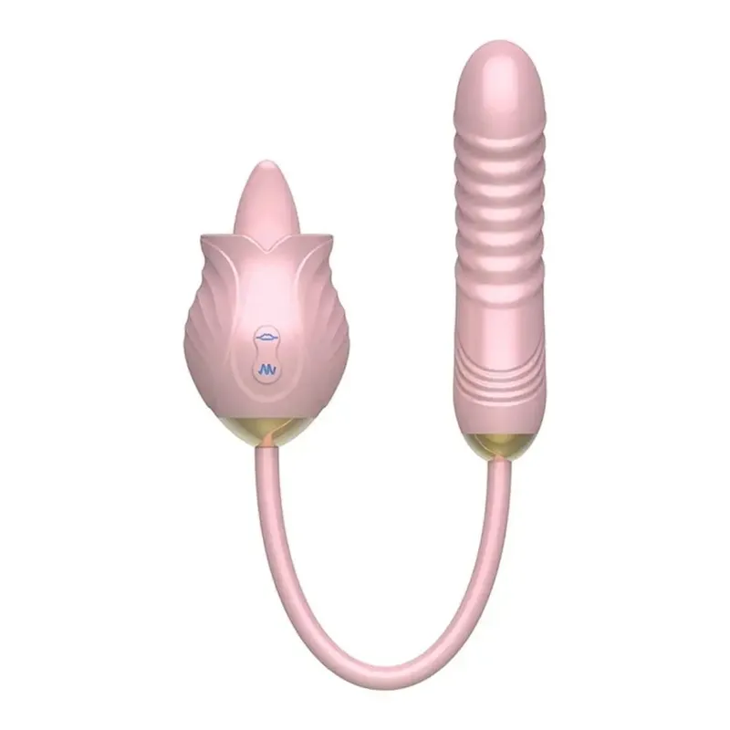 3in1 Rose-Tongue Licking Vibrator Sex Toys Telescopic Dildo Vibrator for Women G Spot Anal Vibrators Stimulator Adult Sex Toys