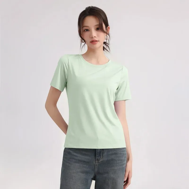 Outdoor Lightweight Quick-Dry Sports Shirt: Summer Cooling Quick-Dry T-Shir Women Round-Neck Loose-Fit Short Sleeve Sports — image 4