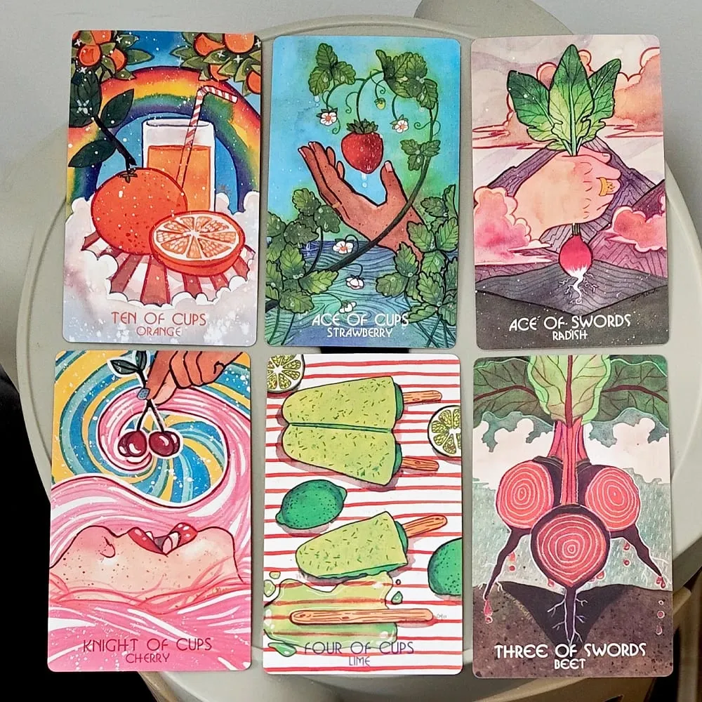 Baraja de Tarot The Magic Pantry, cartulina con doble relieve, cartas de Tarot de acuarela con temática alimentaria para cocineros caseros y amantes de la comida, 12x7cm — image 3