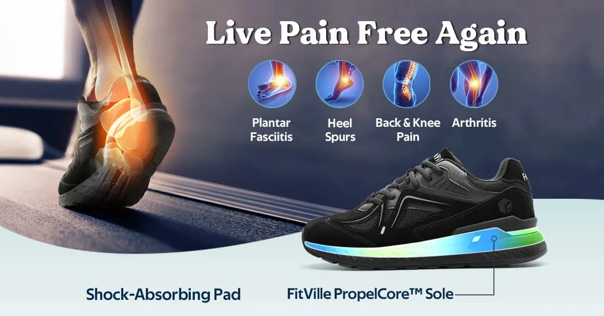 FitVille Men's Walking Shoes Extra Wide Lightweight Sneakers for Flat Feet Arch Fit Heel Pain Relief Non-Slip Running Shoes — image 10