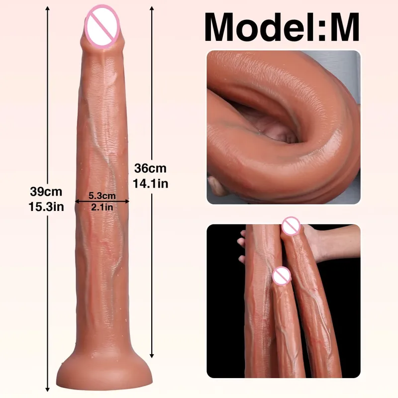 Realistic Long Dildo Penis Anal Vaginal Stimulator Liquid Silicone Dildos Sex Toys for Women Lesbian Couples Men Gay Adult Anal — image 10