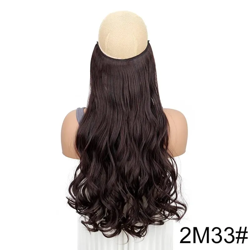 18Inch Synthetic Long Curly Fish Line Hairpiece Invisible Wire Halo Hair Extensions Heat Resistant Fluffy for Daily Styling — image 10