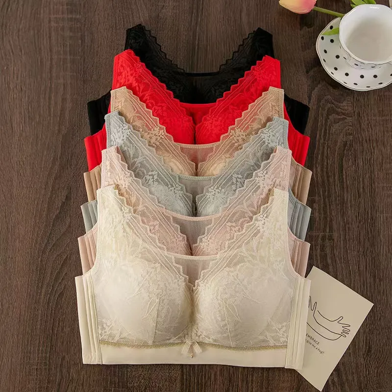 Plus Size Ladies Bra Thin No Steel Ring Comfortable Breathable Bras Adjustable Underwear Push Up Sexy Women Lingerie Bra BCD Cup — image 2