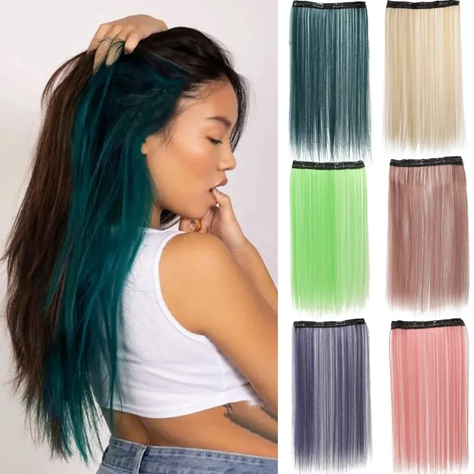 synthetic 20 inch coloured straight hair extensions wig chemical fibre card hair women wigs holiday party Halloween Christmas — image 2