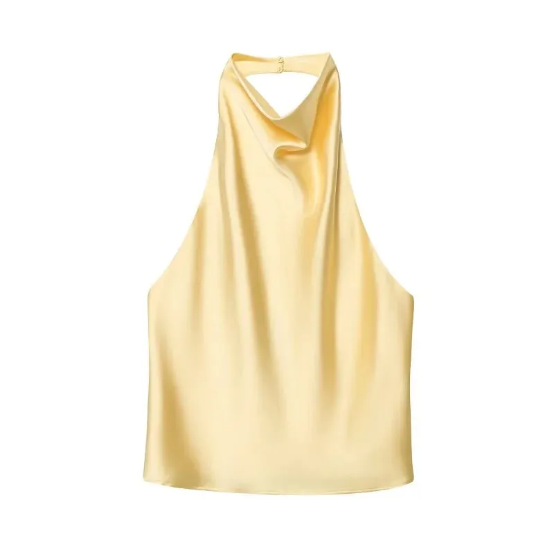 Satin Halter Tops for Women off Shoulder Backless Tops Woman 2026 Sexy Strapless Women's Tops Camisole Beach Top Female — image 15